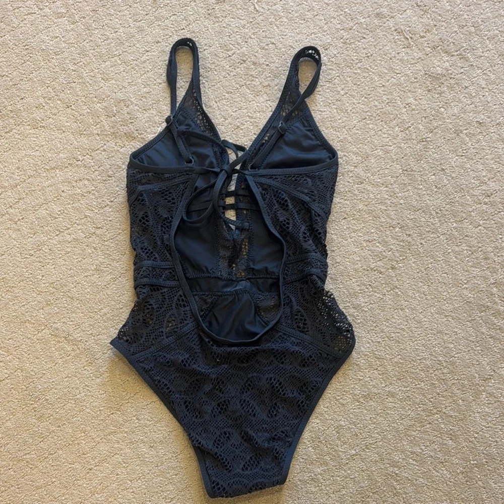 Becca Gray Lace One-Piece Swimsuit‎